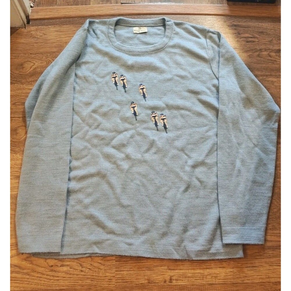 VTG 80s Neiman Marcus Bicycle Race Sweatshirt Sweater Men's Medium Acrylic Blue